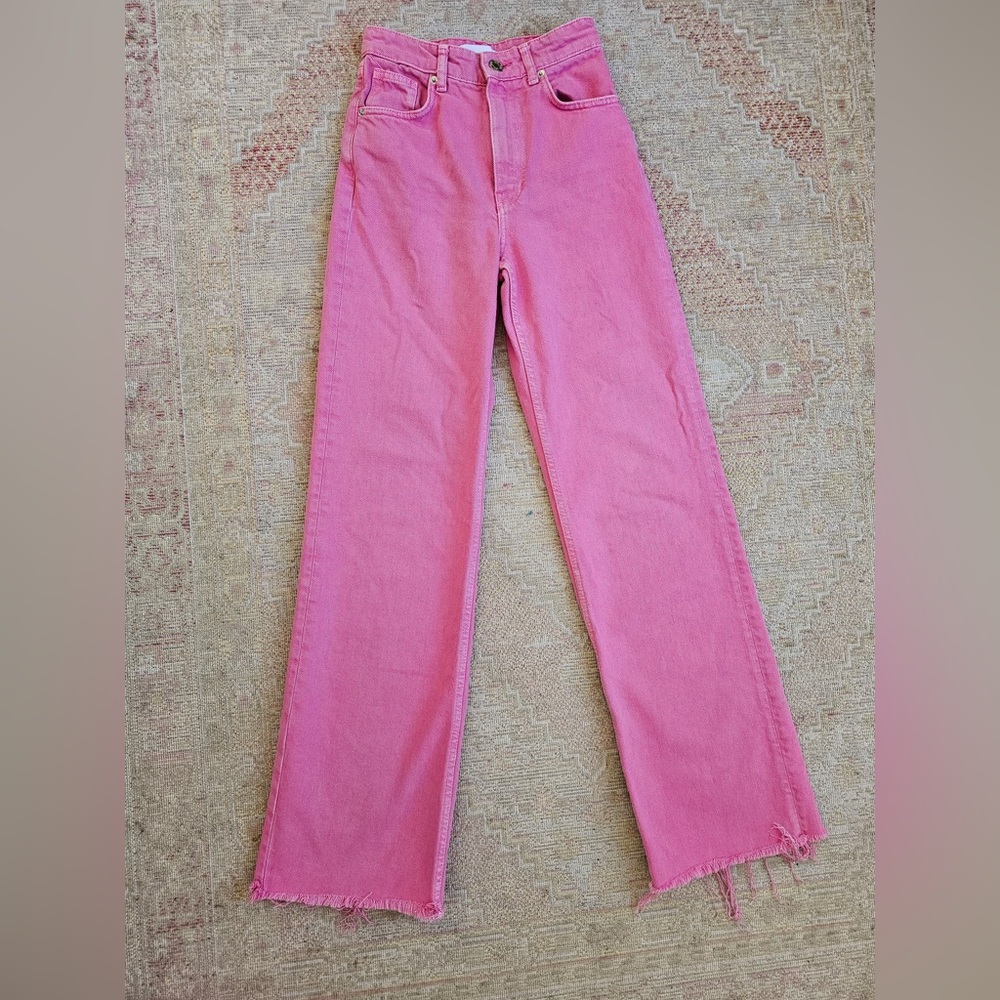 Zara Pink Wide Leg Jeans